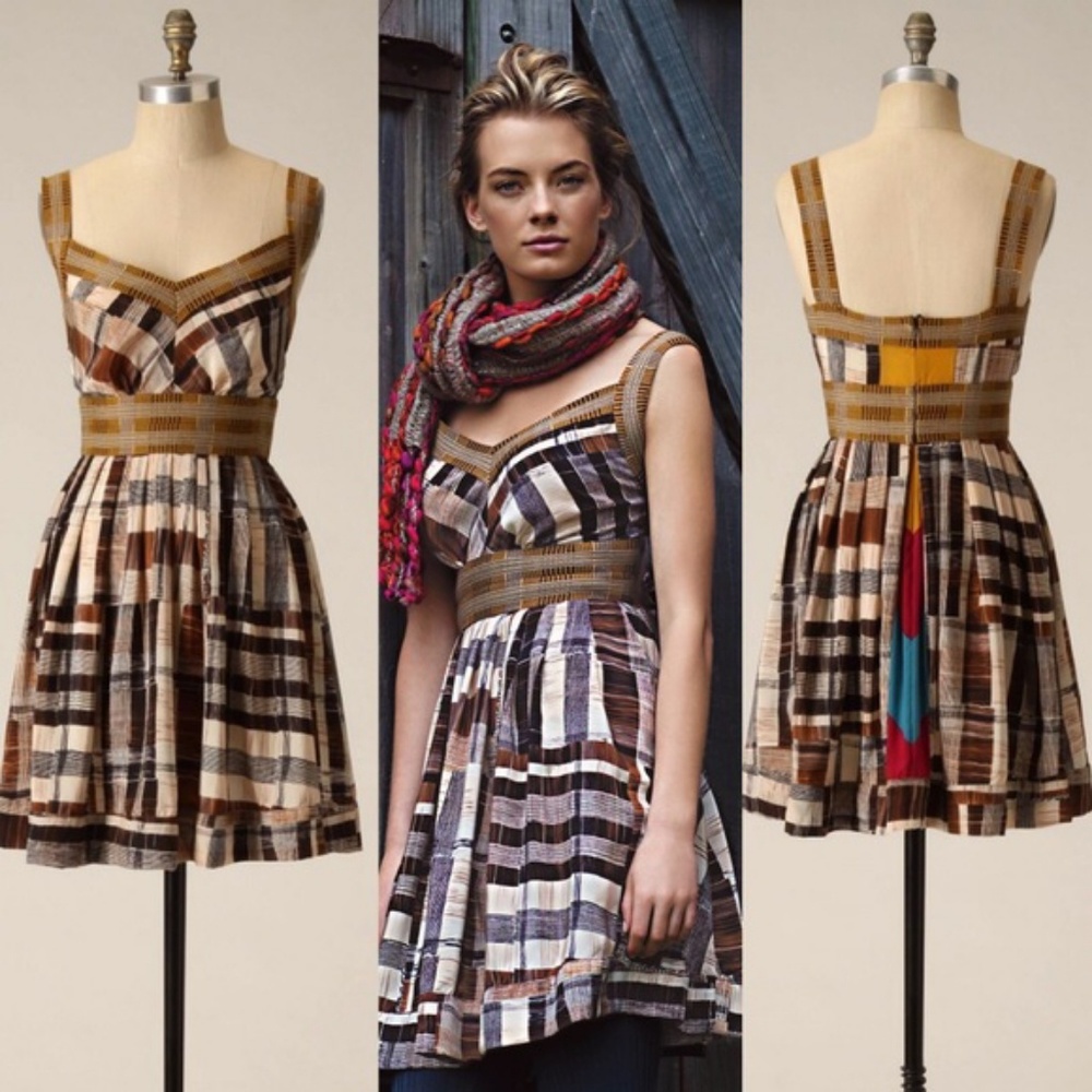 Anthropologie Tracy Reese Brown Plaid Dress